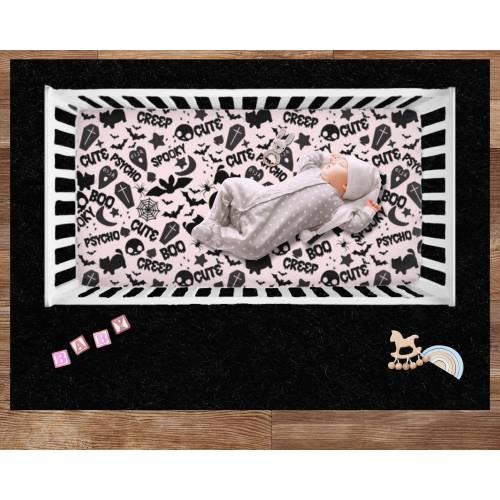 Pastel Goth Baby Crib Sheets Witchy Aesthetic Print Nursery Decor Spooky Pink Halloween Infant Bedding Gothic Newborn Girl Nursery Decor