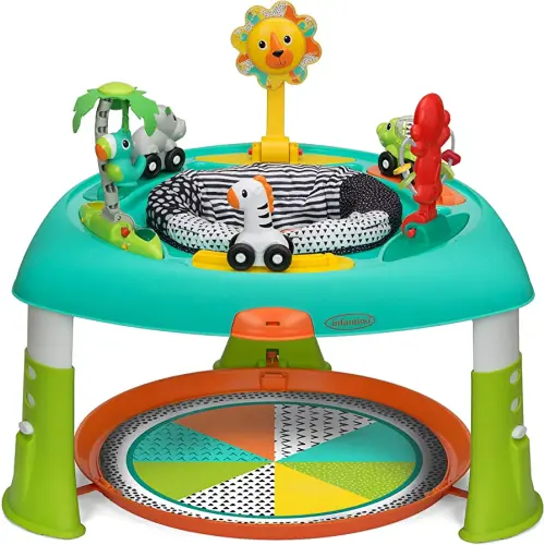 Infantino 2-in-1 Sit, Spin & Stand Entertainer - 360 Seat and Activity Table with Simple Store-Away Design, Multi-Colored, 1-Count