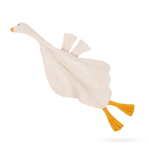 Baby Toys Lovey Blanket Soft Goose Blankets for Newborn Essentials 0-6 Months, Sensory Stuffed Animal Security Blanket for Boys and Girls (Cream, Goose)
