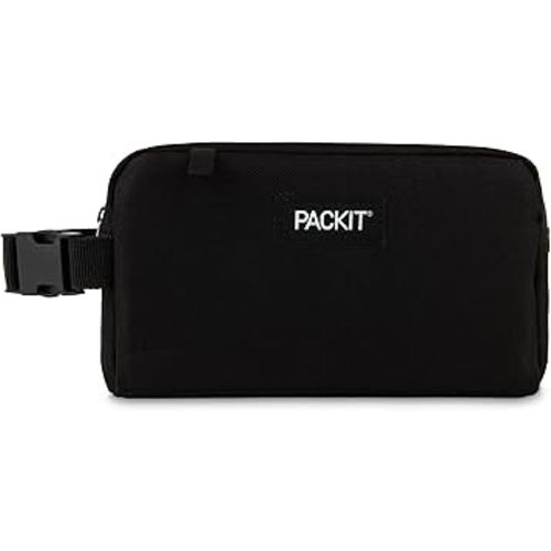 PackIt Freezable Snack Box, Black, Built with EcoFreeze Technology, Collapsible, Reusable, Zip Closure with Buckle Handle, Perfect All Ages and Fresh Snacks on the go