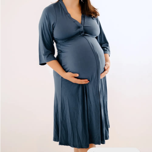 Lila Labor & Postpartum Gown in Midnight Blue