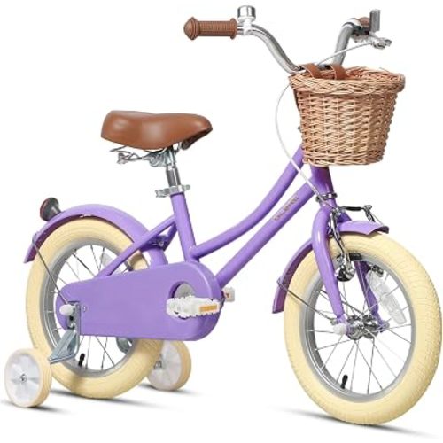 Glerc Little Molly 12-20 Inch Kids Retro Cruiser Bike for 2-13 Year Old with Wicker Basket & Training Wheels/Kickstand, Multiple Colors