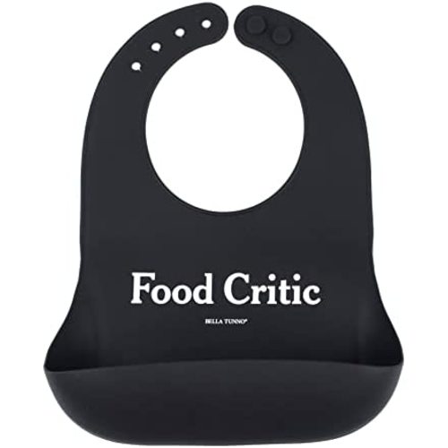 BELLA TUNNO Wonder Bib - Adjustable Silicone Baby Bibs for Girls & Boys, Durable and Waterproof BPA Free Silicone, Food Critic,One Size,WB242