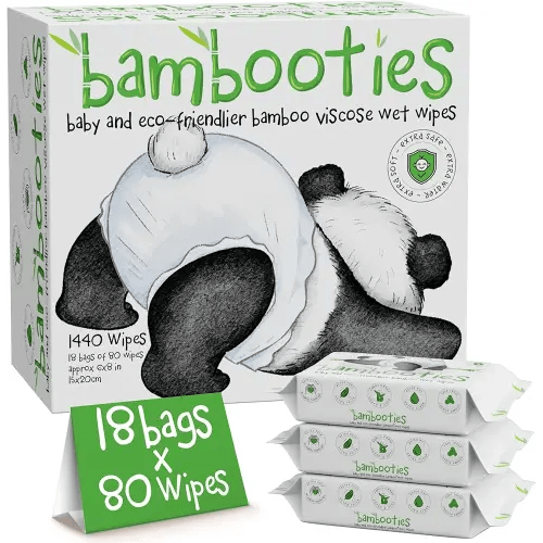 Bamboo Baby Wipes Unscented, Plant based Diaper Wipes for Sensitive Skin, Water based Wipes Baby Sensitive Skin 1440 count bulk box of 80ct soft packs x 18