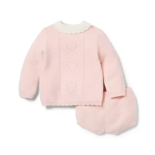 Baby Soft Rose Baby Heart Pointelle Matching Sweater Set by Janie and Jack