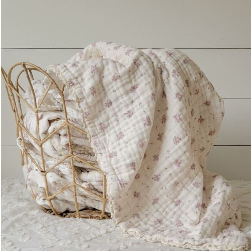 Evie Floral 6 Layer Gauze Blanket