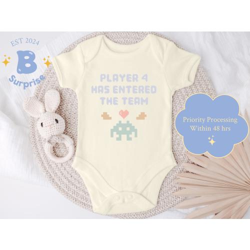 Player 4 Has Joined - Retro Gamer Onesie® - Pixel Baby Bodysuit & New Player Announcement