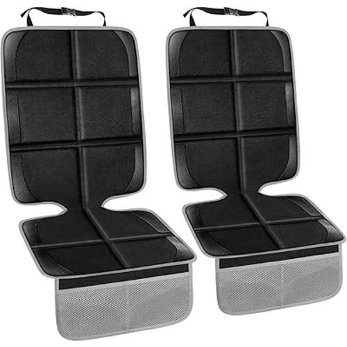 Car Seat Protectors for Child Car Seat, Thick Waterproof Carseat Protector Car Seat Cover with Organizer Pockets, Non-Slip Seat Protector Under Baby Car Seat for Back Leather Seats (2 Pack)