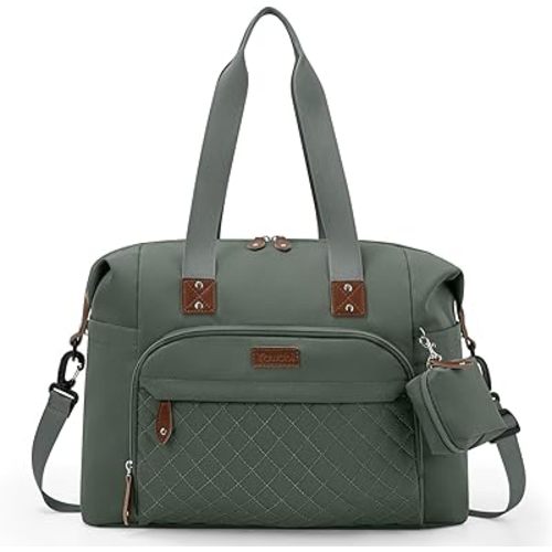 Tuwubi Diaper Bag Tote,Baby Diaper Bag with Pacifier Case Large Travel Diaper Tote Caddy for Mom and Dad Multifunction Baby Bag - M-Olive Green