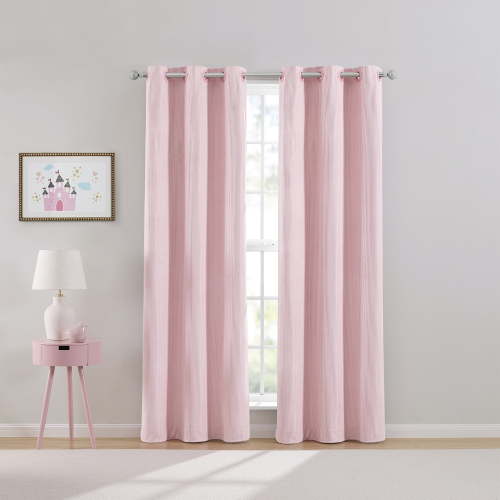 Your Zone Kids' Corduroy Blackout Curtain Panel, 1 Panel, Pink, 38" W x 95" L