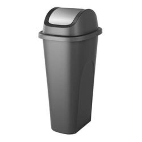 KIS Forte 11 Gallon Black Slim Wastebasket with Swing Top Lid