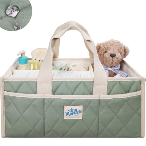 Tiny Marvels Baby Diaper Caddy Organizer, Water Repellency Baby Basket for Newborn Essentials and Diaper Station, Gift for Baby Shower and Registry Must-Have, Portable Storage for Travel