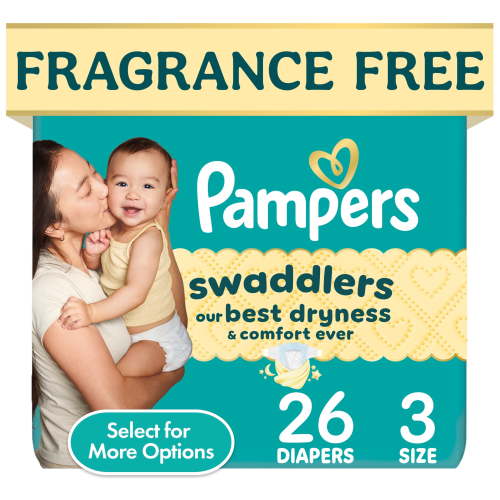 Pampers Swaddlers Diapers, Size 3, 26 Count, Hypoallergenic, Leakproof