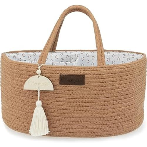 Diaper Caddy Organizer, Boho Diaper Bag Tote for Changing Table Necessities and Baby Essentials Must Haves for Newborn, Car Caddy Organizer, Portable Storage Basket for Boy or Girl, Brick
