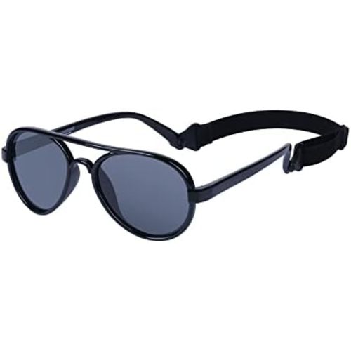 COCOSAND Baby Boys Girls Aviator Sunglasses with Strap Polarized Flexible Retro Pilot for Infants Toddler Age 0-24 Months