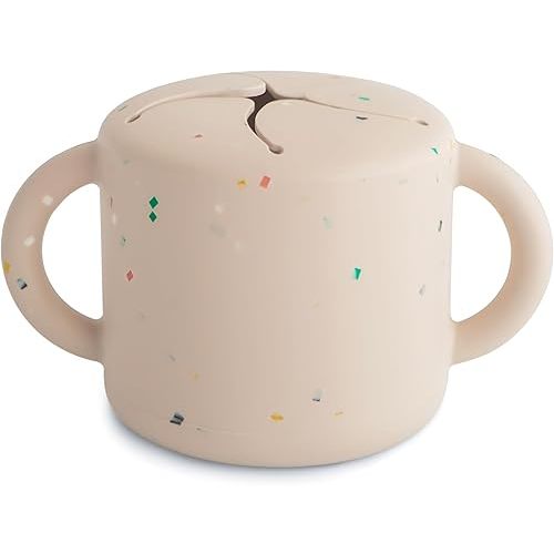 mushie Silicone Snack Cup | Spill Proof Food Container for Toddler and Baby (Vanilla Confetti)