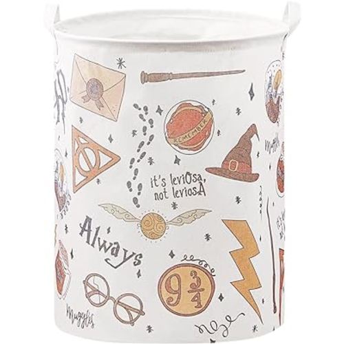 Nursery Decor,Baby Laundry Large Hamper Basket Foldable With Waterproof Pe Coating,Potter Dirty Clothes Basket for Kids,Bedroom,Bathroom Set,Toy Bin,Boys and Girls Birthday Gifts (round)