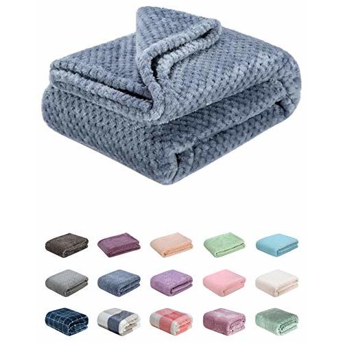 Fuzzy Throw Blanket, Plush Fleece Blankets for Adults, Toddler, Boys and Girls, Warm Soft Blankets and Throws for Bed, Couch, Sofa, Travel and Outdoor, Camping (40Wx60L, M-Smoked Blue)
