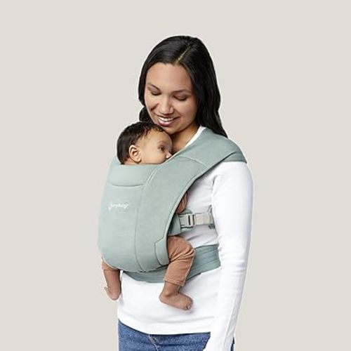 Ergobaby Embrace Cozy Newborn Essentials Baby Carrier Wrap (7-25 Pounds), Ponte Knit, Jade Green