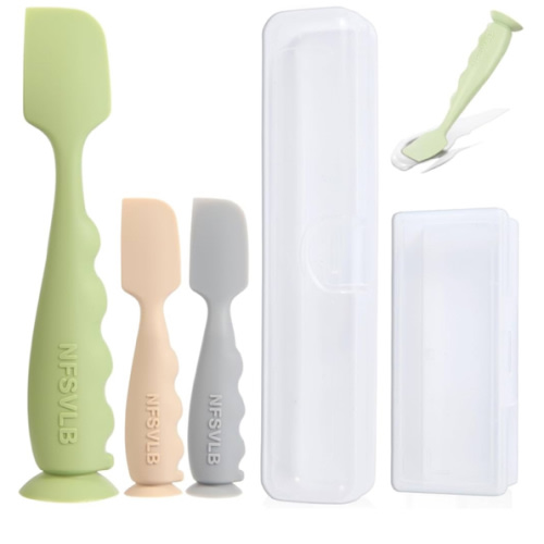 Baby Diaper Cream Spatula with Case-1 Large 2 Mini Butt Paste Spatula with 2 Travel Case-Soft Baby Butt spatula baby Diaper Cream Applicator-Diaper Rash spatula Bum Spatulas Brush