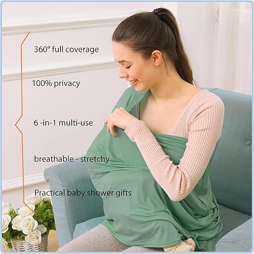 Car Seat Covers Baby - Multi-use Cover Carseat Canopy, Breathable Breastfeeding Cover, Car Seat Covers for Bbies, Boys & Girls Shower Gifts (Light Green)