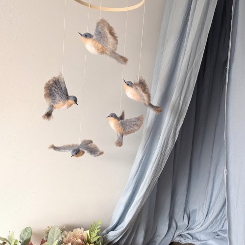 Bluebirds nursery, Neutral baby mobile, Bluebirds mobile, Baby nursery mobile, Crib mobile birds, Garden baby mobile, Birds baby shower