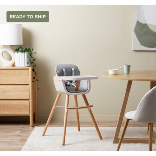Jenson Natural Highchair - Grey | Baby Toddler Chair | Mocka