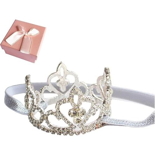 Elesa Miracle Little Girl Crown Baby Girl Infant Toddler Crystal Crown Tiara Headband Baby Photography Headband Props