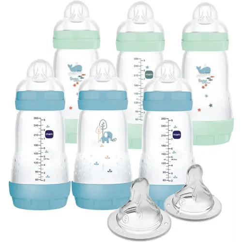 9 oz. Easy Start Matte Deco, 2+ Months, Boy, 6 pack (with 2X bonus Fast and Extra Fast Nipples)