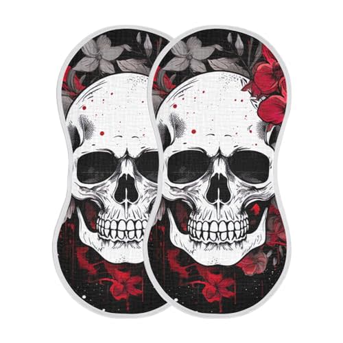 Flower Halloween Sugar Skull Muslin Baby Burp Cloths, Large Absorbent Cotton Muslin Burp Cloths Set of 1, Washcloths, Face Towel, Bibs for Newborn Boys Girls, 11 x22 Inch