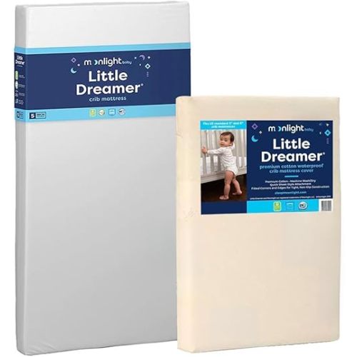 Moonlight Slumber Little Dreamer Crib Mattress and Waterproof Machine Washable Cover - 52"x 28"x 5"