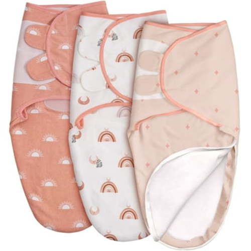 Gllquen Baby 3-Pack Swaddles with Zipper 0-3 Months Newborn Swaddle Sack, Wearable Blankets Wrap for Baby Girls Boys, Sunrise