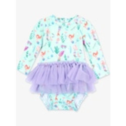 Tulle Skirted One Piece Rash Guard Swimsuit