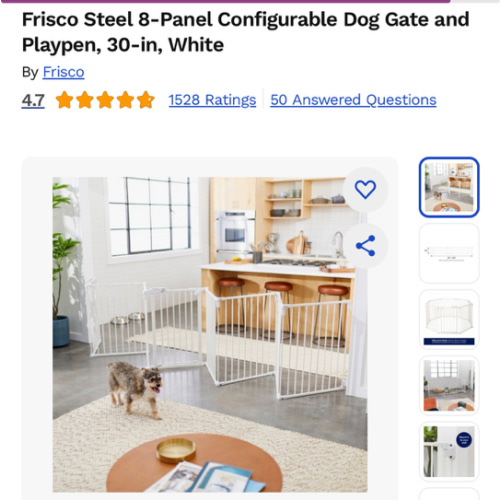 FRISCO Steel 8-Panel Configurable Dog Gate and Playpen, 30-in, White - Chewy.com