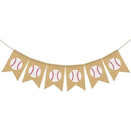 Sport Theme Party Banner Vintage Burlap Baseball Sport Bunting Banner for Sport Baseball Birthday Decoration