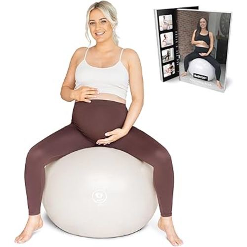 BABYGO® Birthing Ball for Pregnancy & Labor + Our Award Winning Book - Exercise, Birth & Recovery Plan, 5X Stronger Than a Yoga Ball with Eco Friendly Material