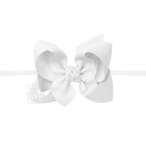 Nylon Headband with Large Bow in White