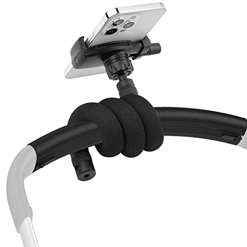 Uogw Stroller Phone Holder for Parent and Baby,Universal 20inch Length Flexible Gooseneck Phone Stand for Stroller,Wheelchair,Treadmill,Spin Bike,Shopping Cart,Kitchen,Compatible with iPhone,Android