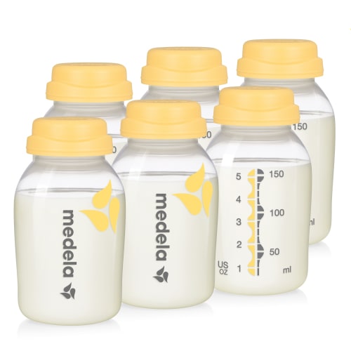 Medela Breast Milk Collection and Storage Bottles Set, 5oz, Clear and Yellow, 87095, 6 Pack