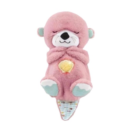 HMGZSTY Baby Toy Otter Bear Portable Plush Sound Machine with Music Lights Breathing Motion for Newborns