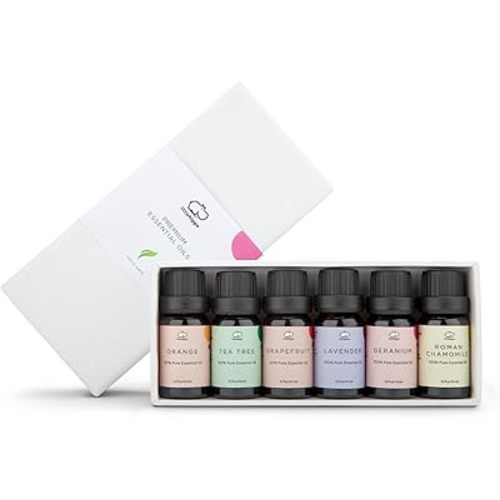LittleHippo Set of 6 Premium 100% Pure Essential Oils 10ml Specially Formulated for Kids/Children for Use with WISPI (Lavender, Tea Tree, Geranium, Roman Chamomile, Grapefruit, Orange)