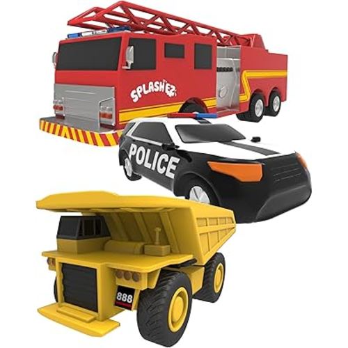 SplashEZ Mold Free Baby Bath Toys, No Hole Bath Toys for Toddlers, Bathtub Cars Set for Kids Ages 1-3, No Mold Floating Water Vehicles Set for Pool, BPA-Free, Safe, Fun, Infant Ages 1 3 6 12 18 Months