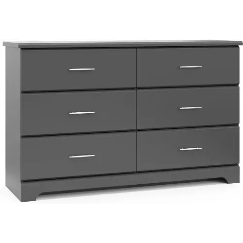 Storkcraft Brookside 6 Drawer Double Dresser (Gray) – GREENGUARD Gold Certified, Dresser For Nursery, 6 Drawer Dresser, Kids Dresser, Nursery Dresser Drawer Organizer, Chest of Drawers