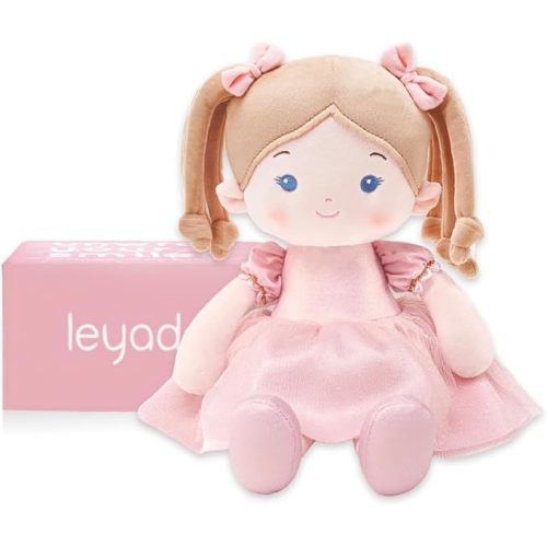 LeyaDoll Soft Baby Doll Toys (12''), My First Baby Rag Doll for 1 Year-Old Girl Birthday Gift, Christmas Plush Toys Gift for Toddler Kids Infants-Halloween Special-Princess Coral-Light-Pink