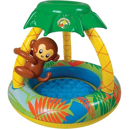 Poolmaster Learn-to-Swim Go Bananas Monkey Inflatable Kiddie Pool With Canopy