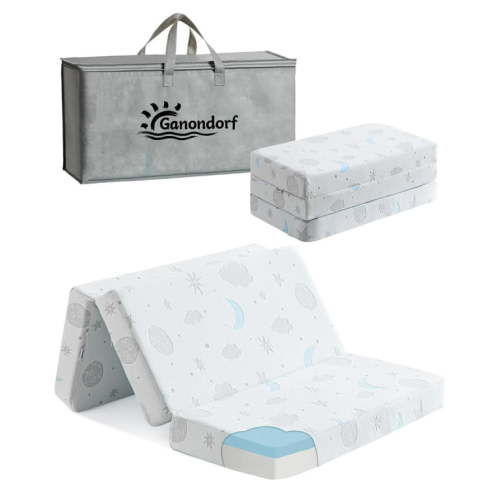 Ganondorf 38"X26" Trifold Pack and Play Mattress Mini Pack N Play Mattress Dual-Sided Memory Foam, Waterproof, Breathable, Anti-Slip, Portable Baby Mattress Pad for Infants & Toddlers
