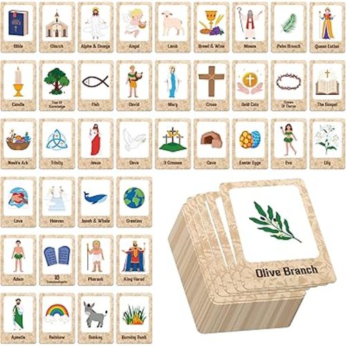 Hebayy Bible-Themed Matching Game, 80 PCS Bible Concentration Memory Cards for Christian 40 Pairs Biblical Character Cards Educational Toys for Kids, Adults
