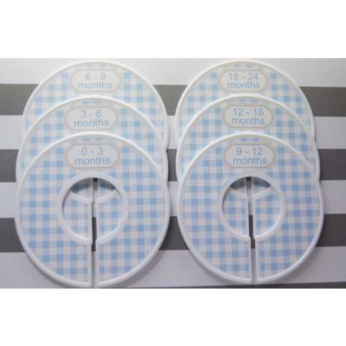 Custom Baby Closet Dividers Blue Nursery Gingham Clothes Organizers Baby Shower Gift