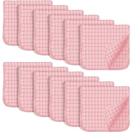 SWEET DOLPHIN 12 Pack Muslin Burp Cloths Large 100% Cotton Hand Washcloths for Baby - Baby Essentials Extra Absorbent and Soft Boys & Girls Milk Spit Up Rags for Newborn Registry - Pink, 20" X10"