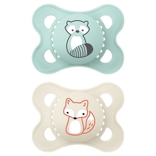 MAM Original Matte Baby Pacifier, Nipple Shape Helps Promote Healthy Oral Development, Sterilizer Case, Boy, 0-6 (Pack of 2) - Sage / Ivory - 2 Count (Pack of 1)